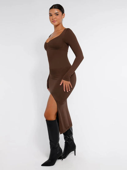 VerdeSculpt Slit Dress