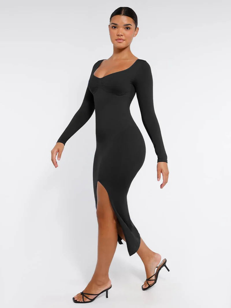 VerdeSculpt Slit Dress